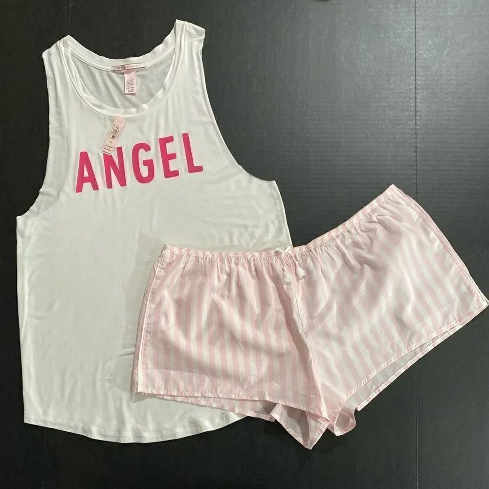 Victoria’s Secret striped shorts Angel top pajama